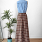 Vintage 70s Brown & Rust Plaid Felt Circle Maxi Skirt (S)