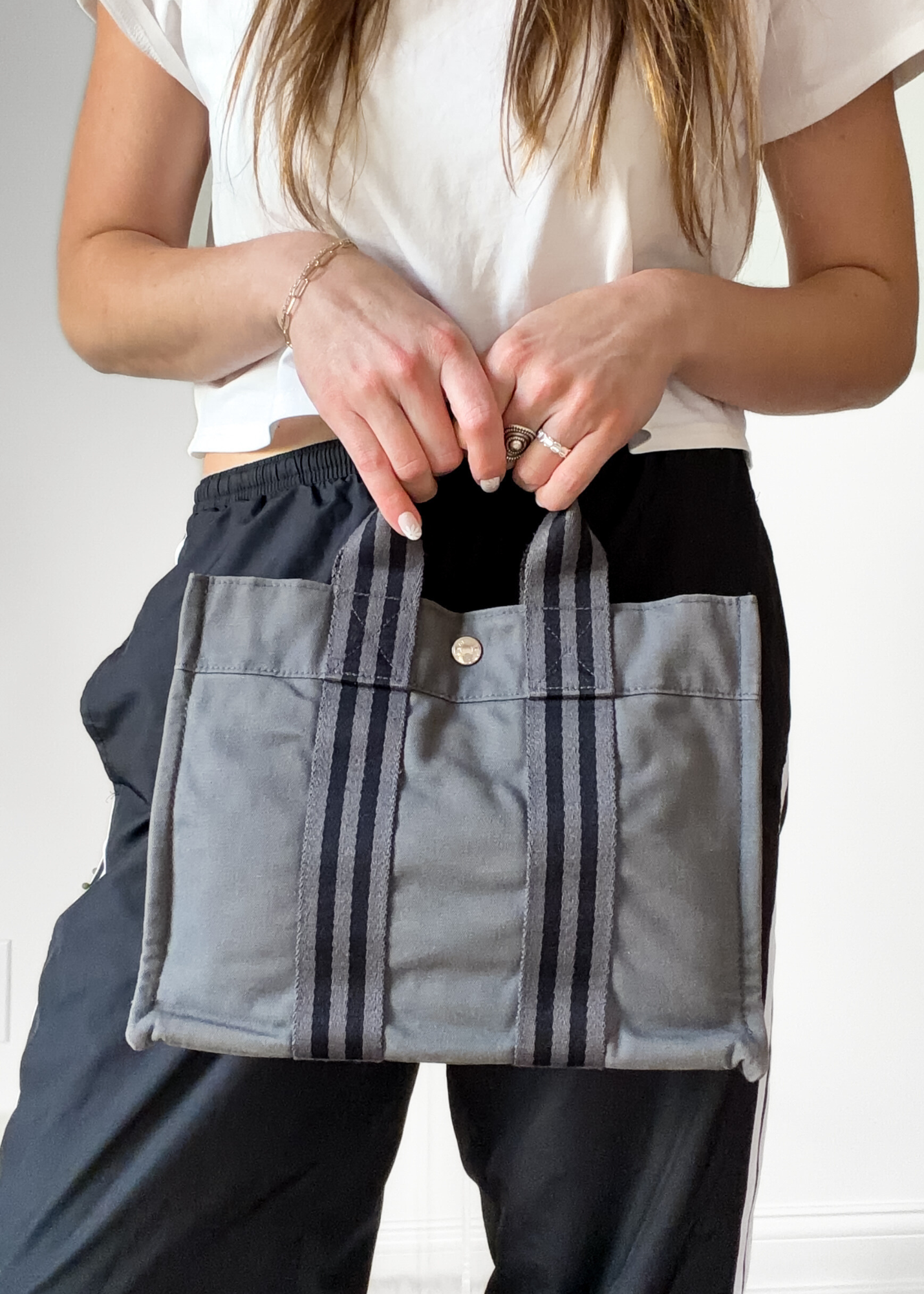 Hermès Fourre Tout Tote Canvas Bag in Graphite Gray