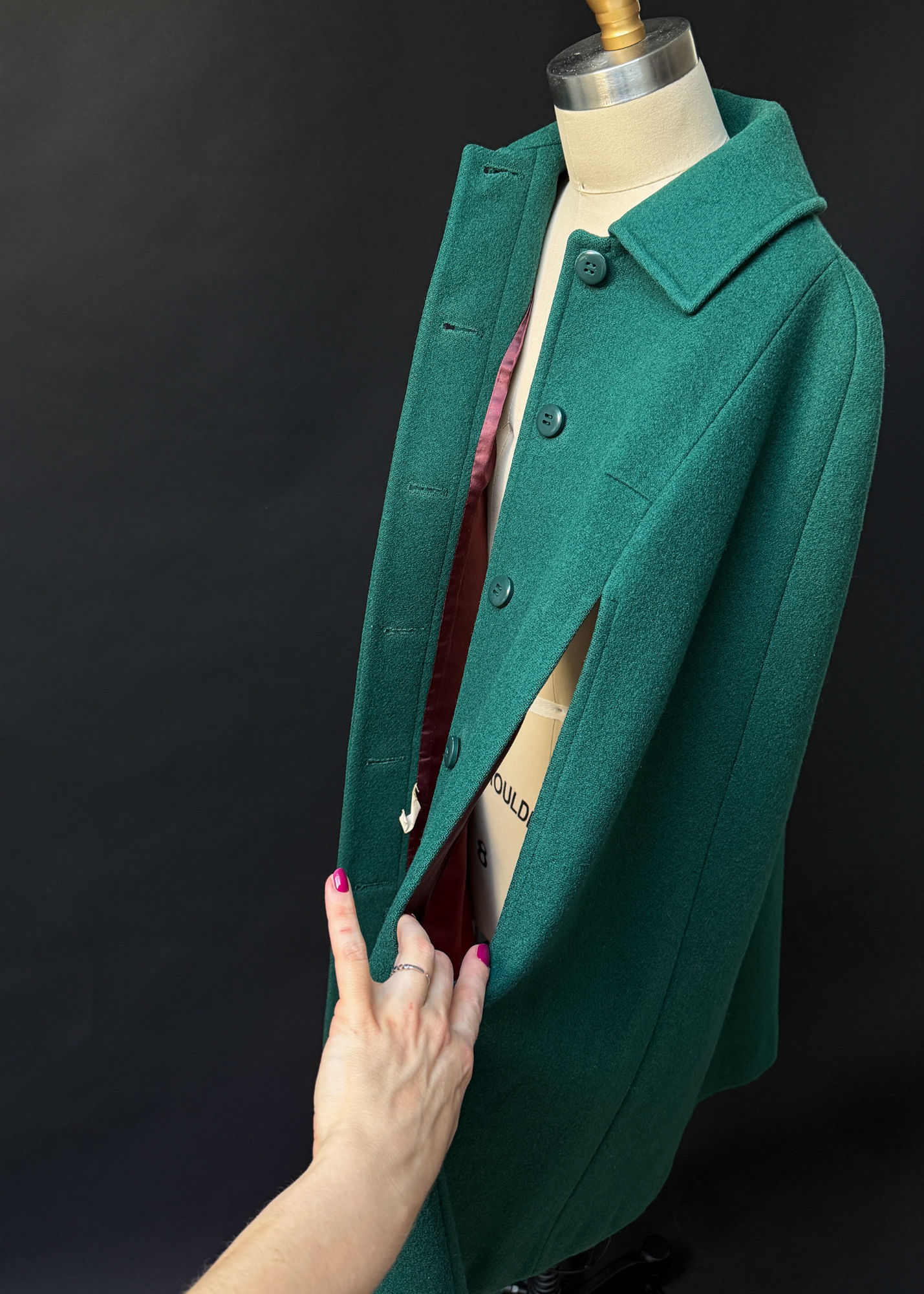 Vintage 60s Young Pendleton Dark Green Wool Cape Coat | Pure Virgin Wool Mod Cape