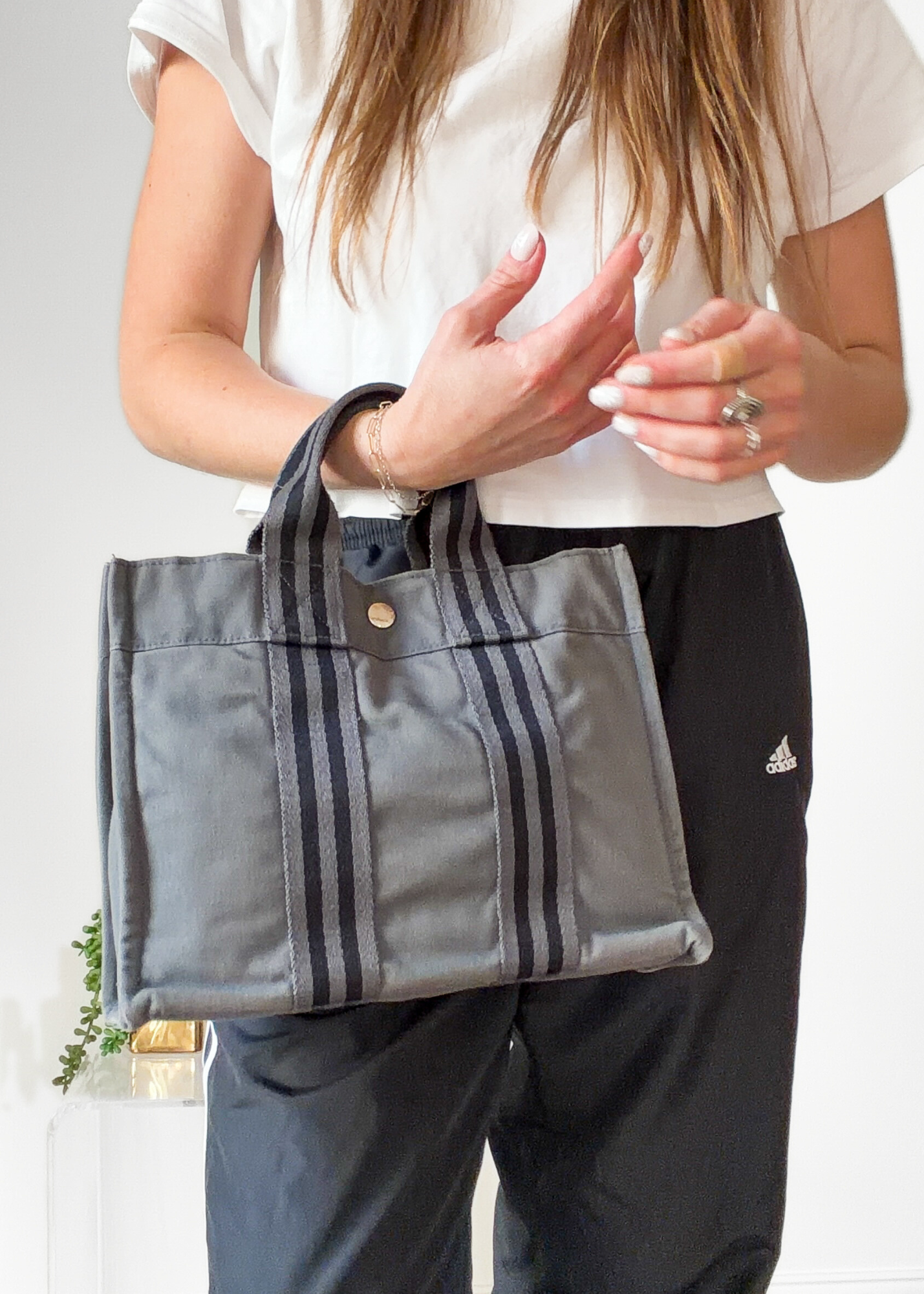 Hermès Fourre Tout Tote Canvas Bag in Graphite Gray