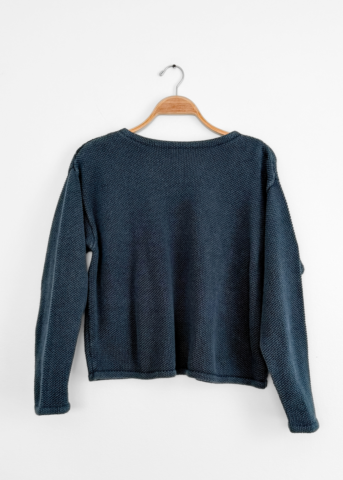 Chris Triola Teal Blue 100% Cotton Textured Boatneck Hand Made Top (S)