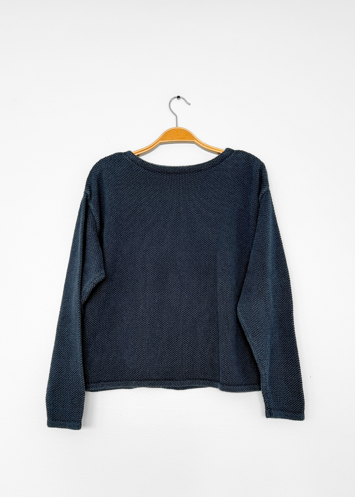 Chris Triola Teal Blue 100% Cotton Textured Boatneck Hand Made Top (S)