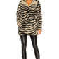 Varley Whitfield Faux Fur Hooded Jacket in Gravity Zebra (M)