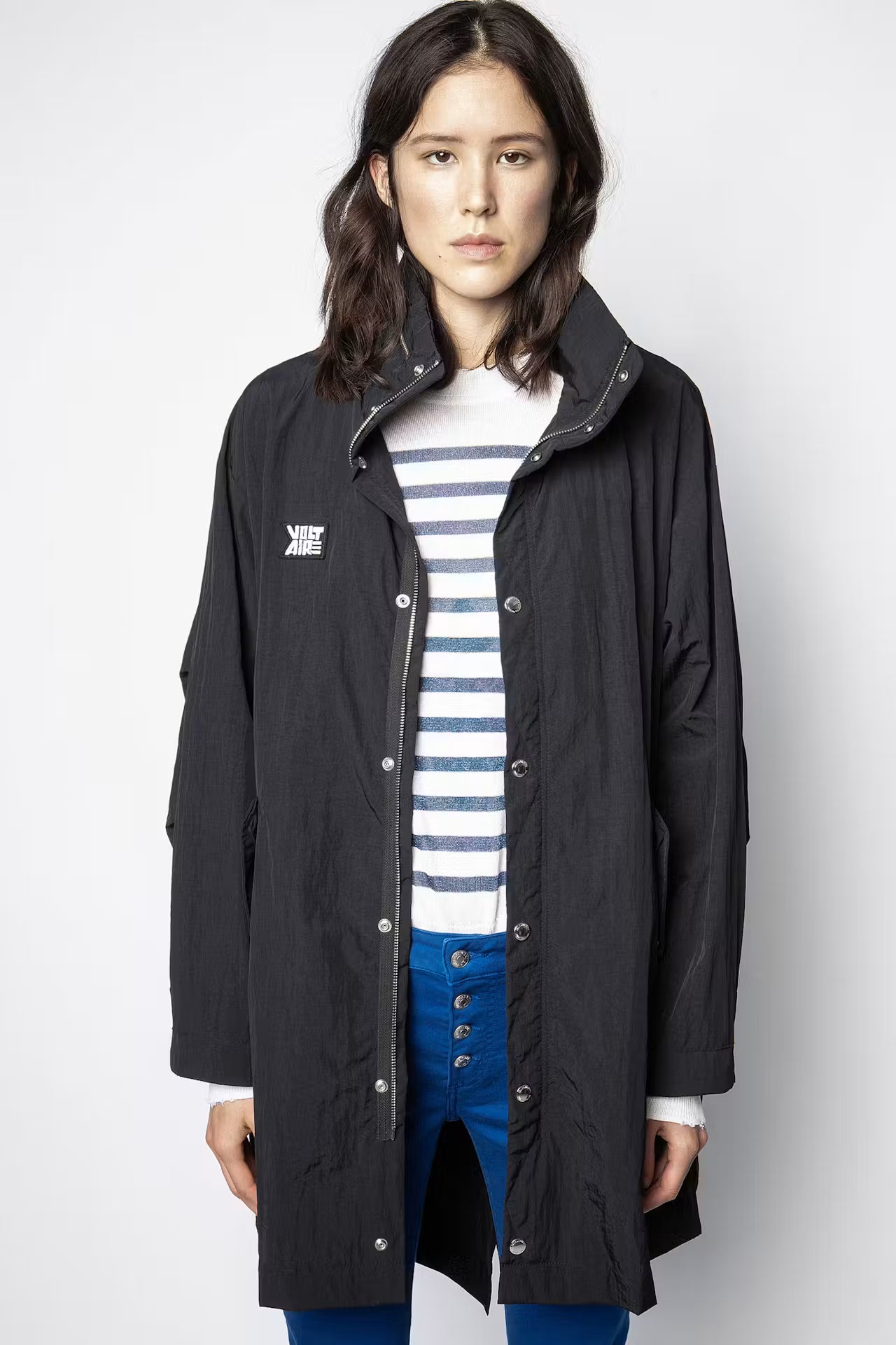 Zadig & Voltaire Black Long Kaze Nylon Parka Jacket