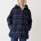 & other stories Wool Hooded Coat in Blue Check (S)