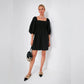 Tuckernuck Annie Linen Smocked Balloon Sleeve Black Dress (S)