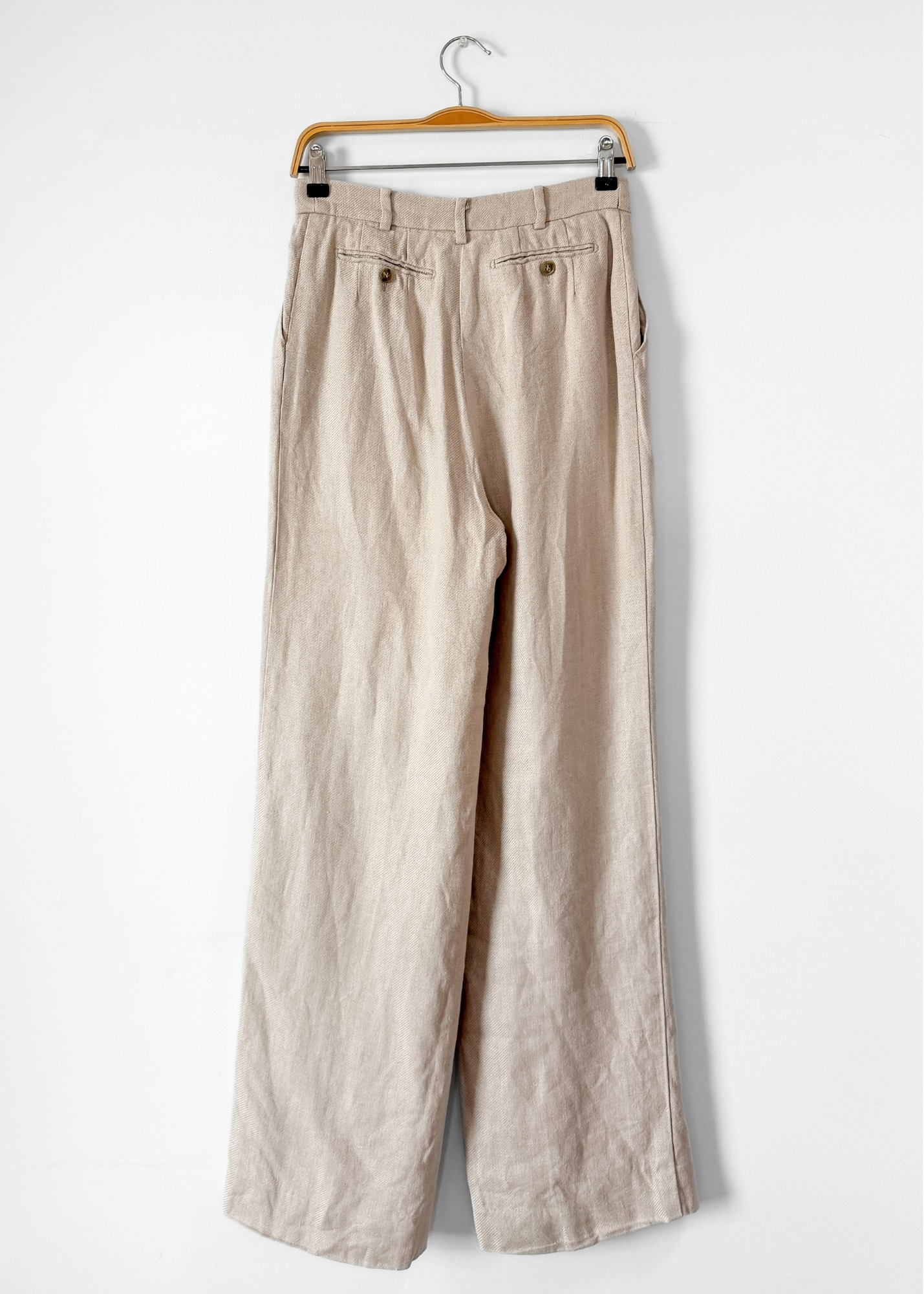 Max Mara Italian Pure Linen Wide Leg Trousers Minimalist Coastal Chic (US 12)