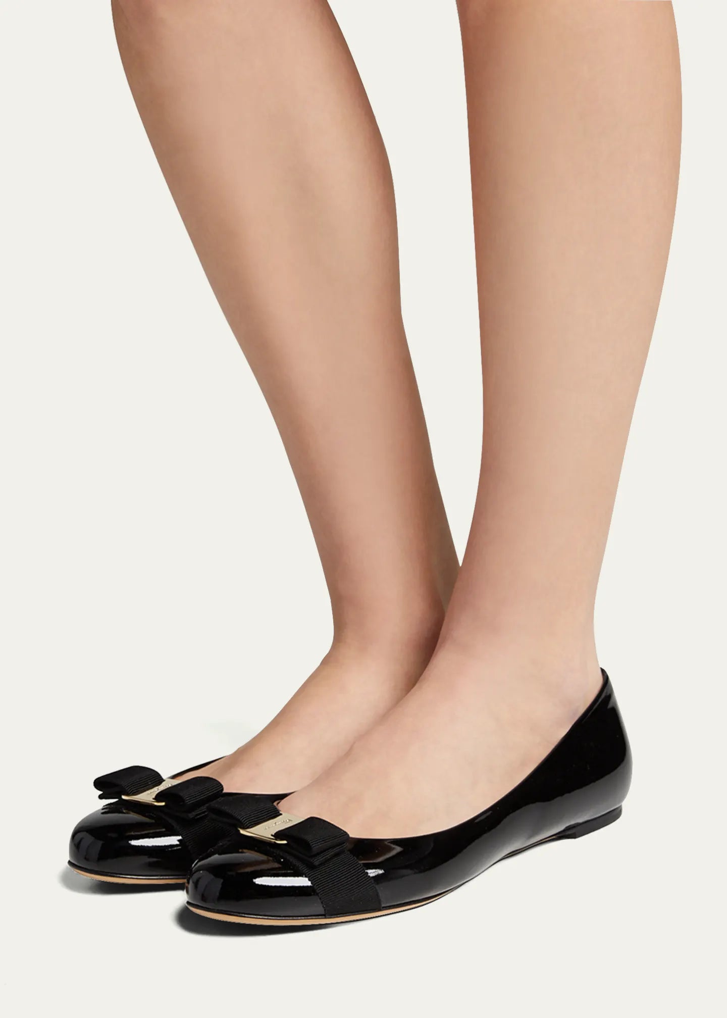 Ferragamo Varina Black Patent Leather Bow Ballet Flats (9 - 9.5)