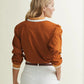 A. Putnam Long Sleeve Polo in Terra Orange Brown (M)