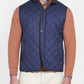 Peter Millar Essex Quilted Traveler Vest in Navy Blue and Brown (mens S)