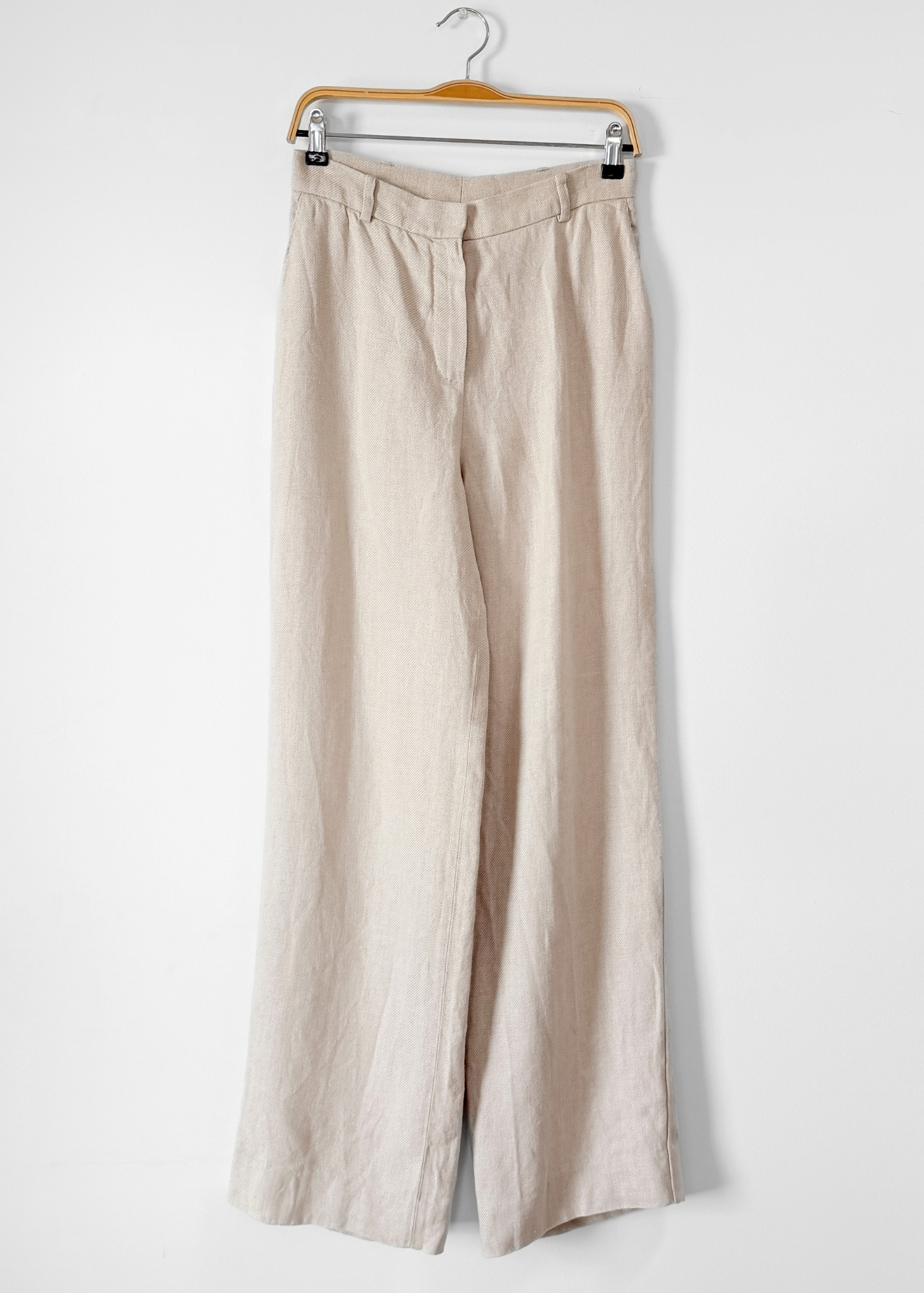 Max Mara Italian Pure Linen Wide Leg Trousers Minimalist Coastal Chic (US 12)