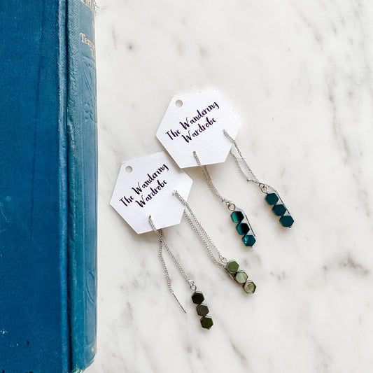 Geometric Silver Thread Drop Earrings (2 options)