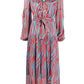 NEW Diane von Furstenberg Jaxon Blue and Red Midi Dress (M)