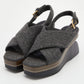 Marni Gray Wool Felt Cross Front Square Toe Sculptural Wedges (39 or 8.5)