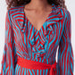 NEW Diane von Furstenberg Jaxon Blue and Red Midi Dress (M)