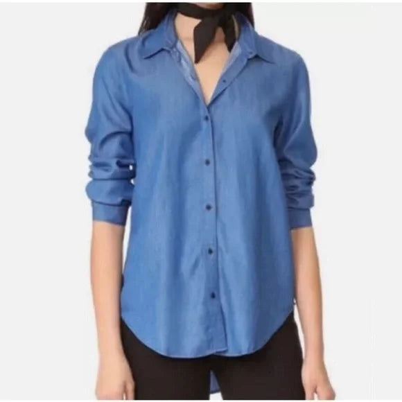 AYR The Clean Shirt Chambray Tencel Denim Button Down Top (M)