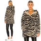 Varley Whitfield Faux Fur Hooded Jacket in Gravity Zebra (M)