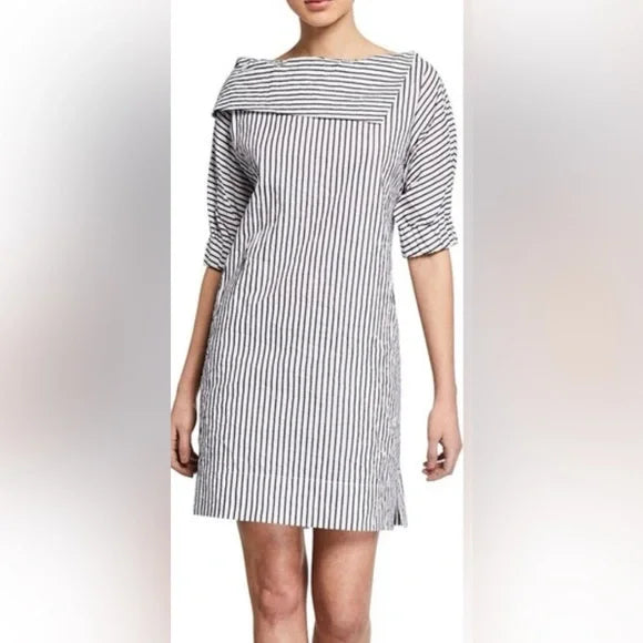 Finley Skipper Black Folded Neck Shift Dress (M)