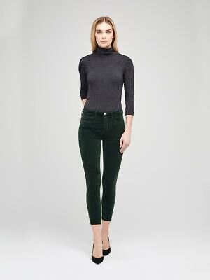 L’AGENCE Marguerite High Rise Velvet Slim Pants in Evergreen (28 or 6)