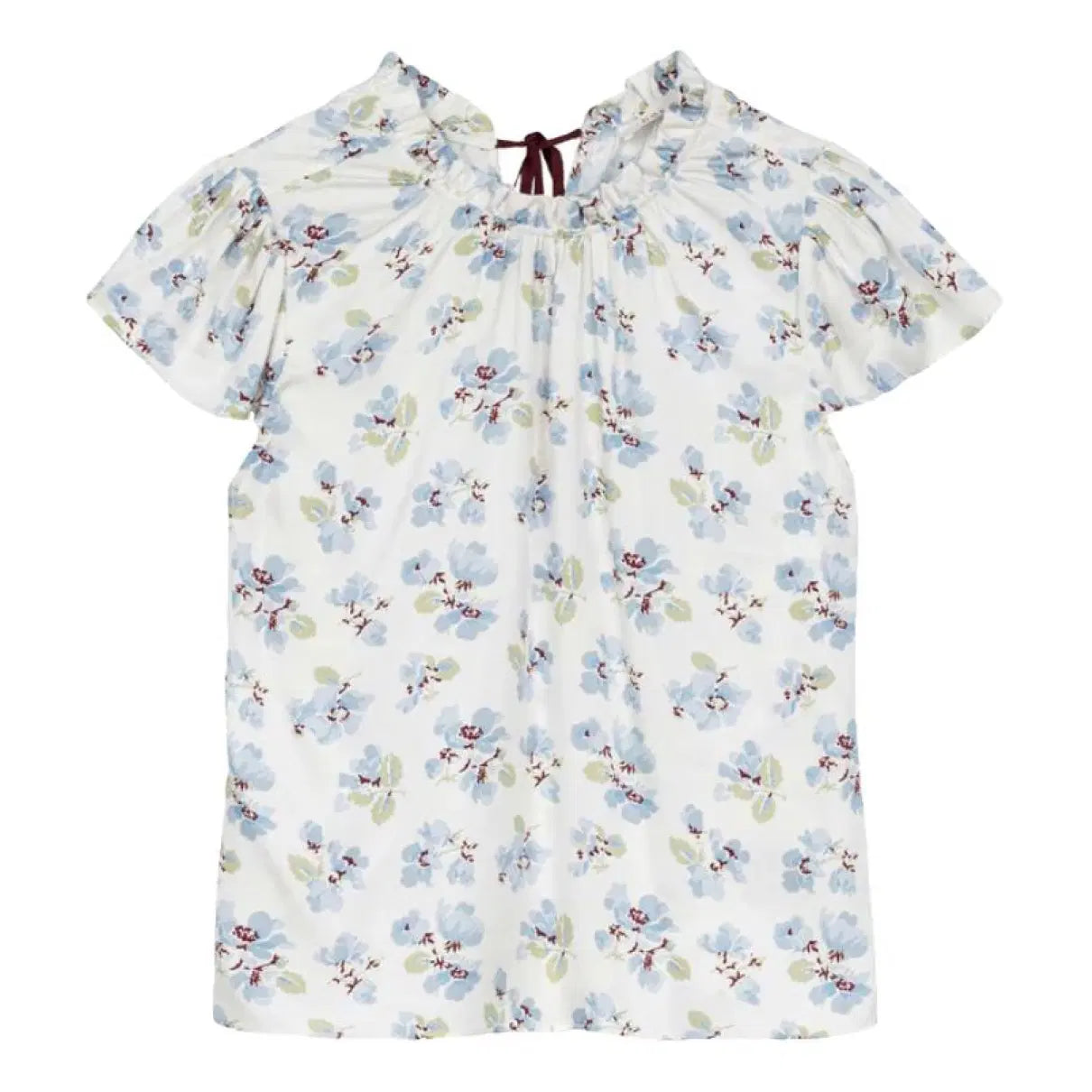 Doen Yvie Top Bleu Flocking Floral Print