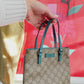 *Rare* Vintage Gucci GG Supreme Mini Handbag PVC Leather Beige Teal Turquoise Blue Trim Purse