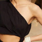 Stateside Poplin Black One-Shoulder Twist Maxi Dress (S)