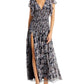 Cinq à Sept Kris Chiffon Dress in Raven Paisley Navy Blue Chiffon Smocked Maxi