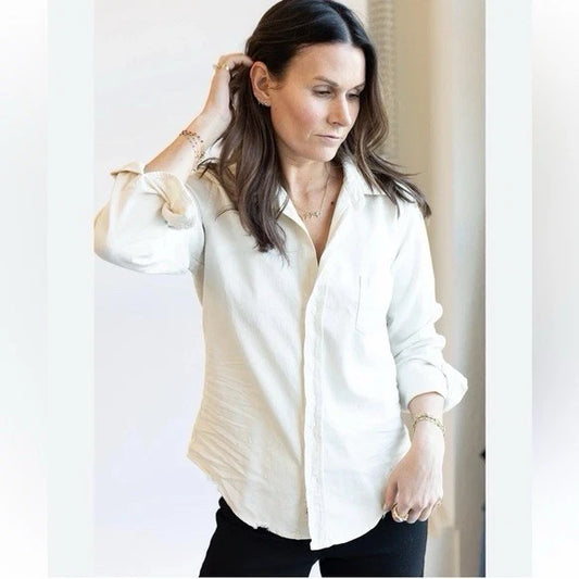 Frank & Eileen Tee Lab 100% Cotton Swiss Coffee Cream Button Down (S)
