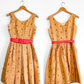 Vintage 1950s Burlap Rose Embroidered Garden Party Belted Dress