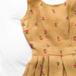 Vintage 1950s Burlap Rose Embroidered Garden Party Belted Dress