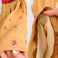 Vintage 1950s Burlap Rose Embroidered Garden Party Belted Dress