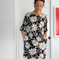 Max Mara Studio Black White Silk Floral Shift Dress (US 12)