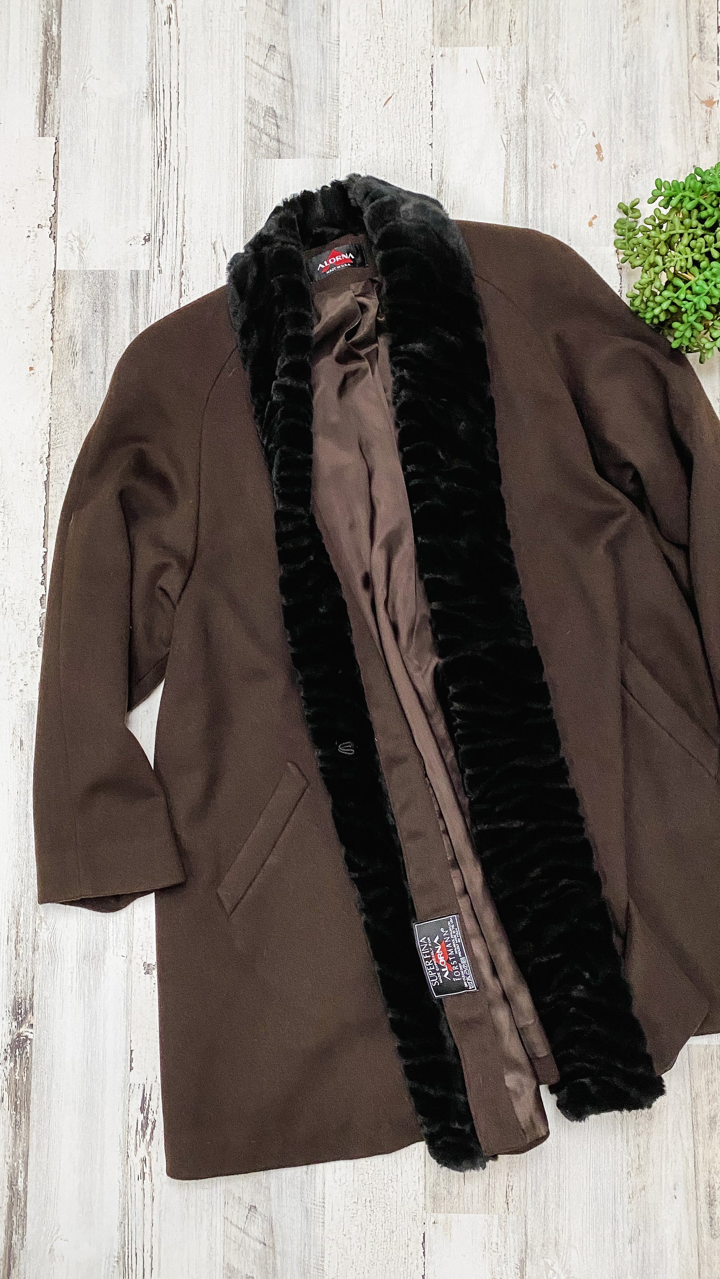 Alorna Brown & Black Wool Winter Coat (XL/XXL)
