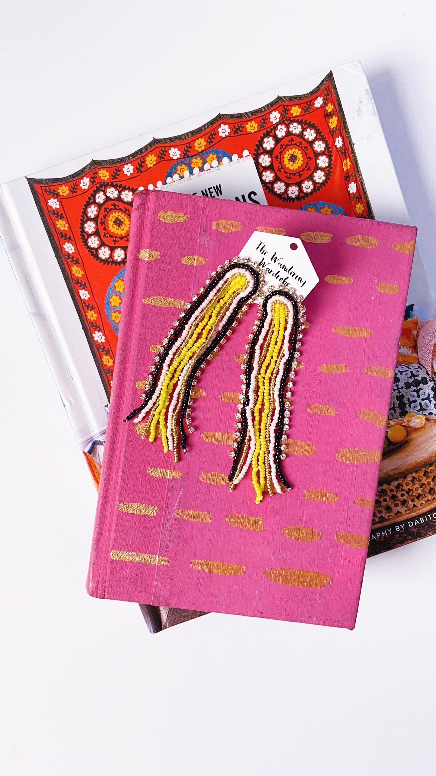 ‘Stassi’ Bead + Rhinestone Fringe Statement Earrings