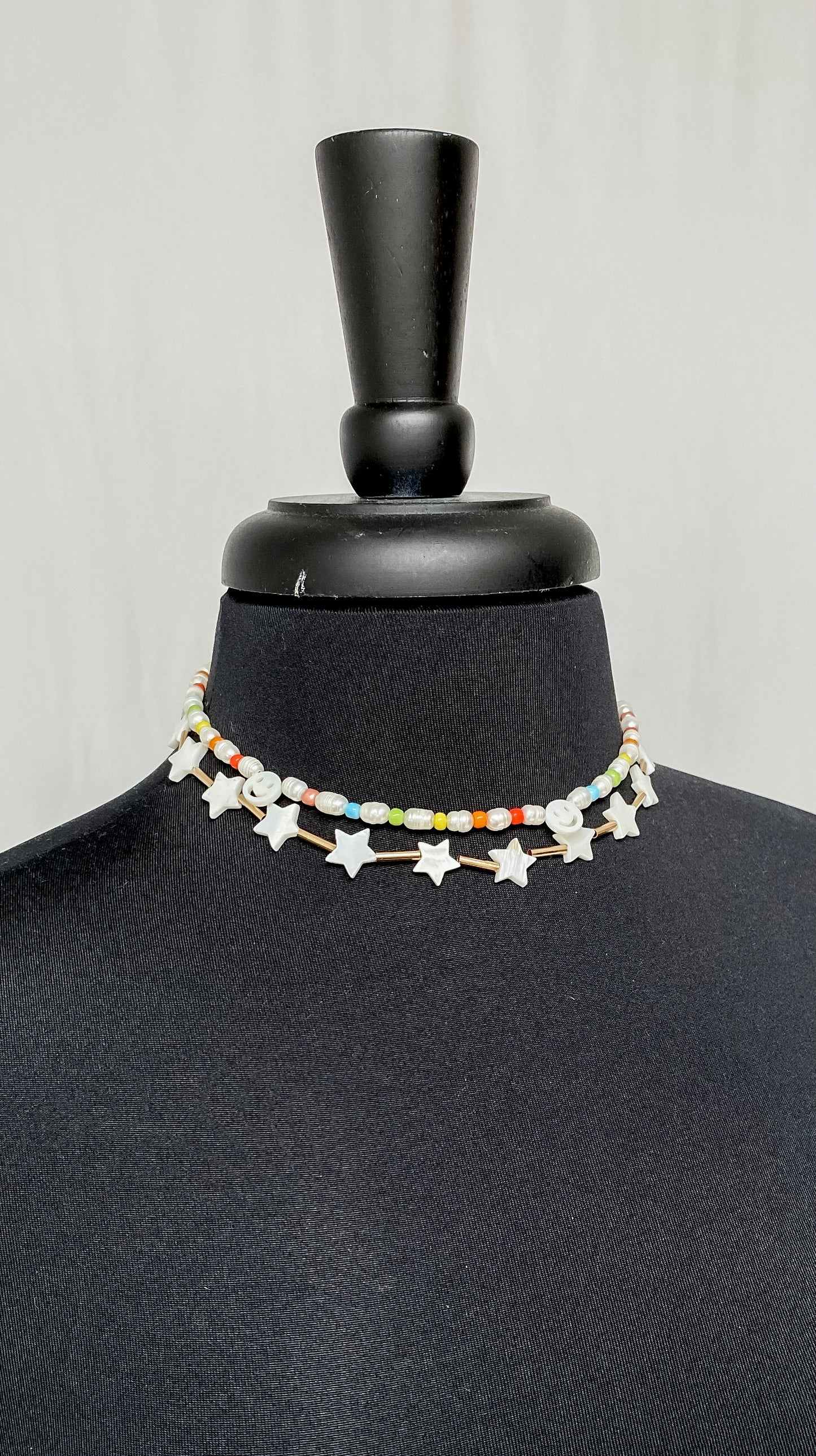 Smiley Pearl & Stone Short Necklace