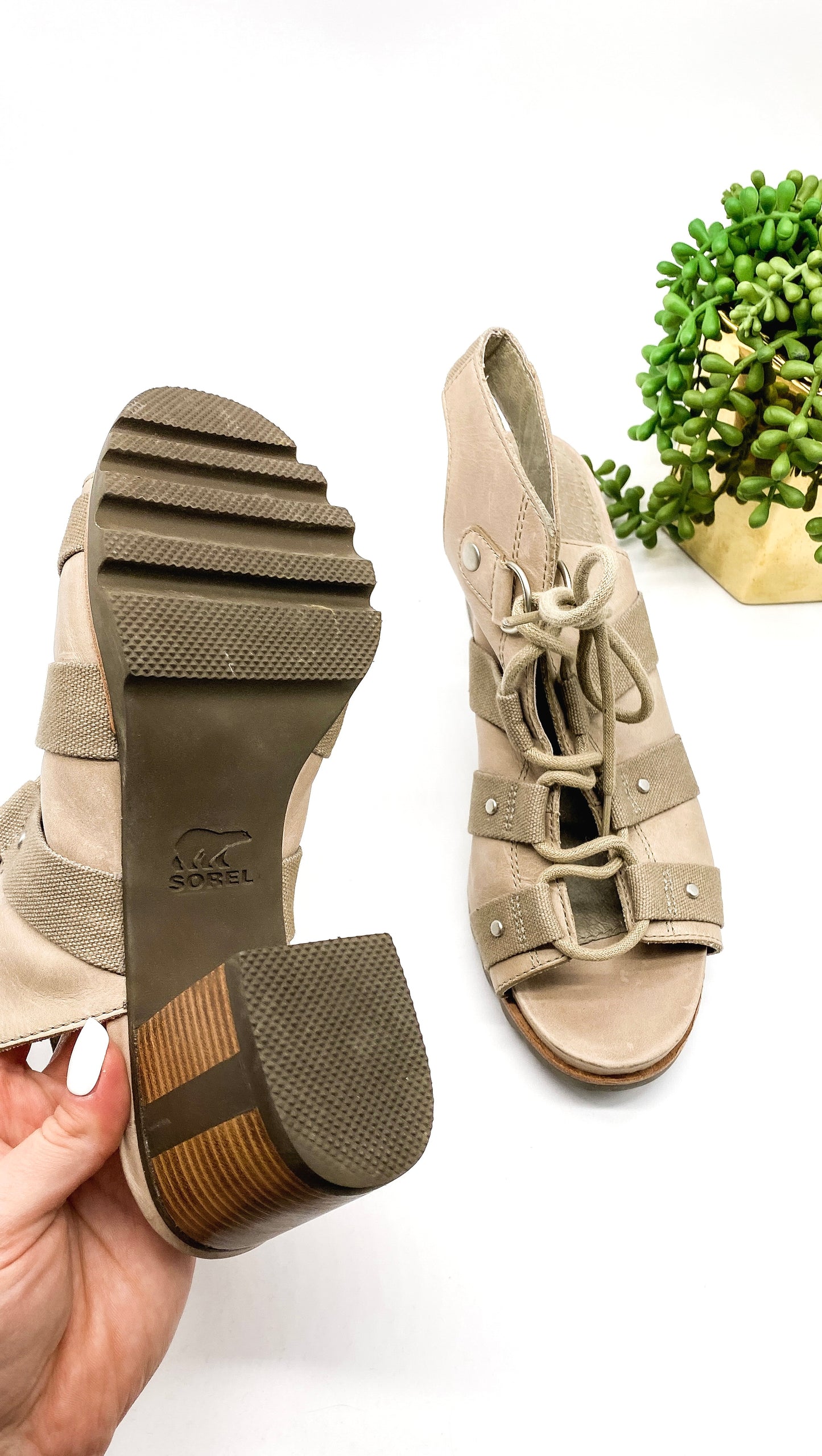 Sorel Addington Pebble Leather Sandal Heels (10)