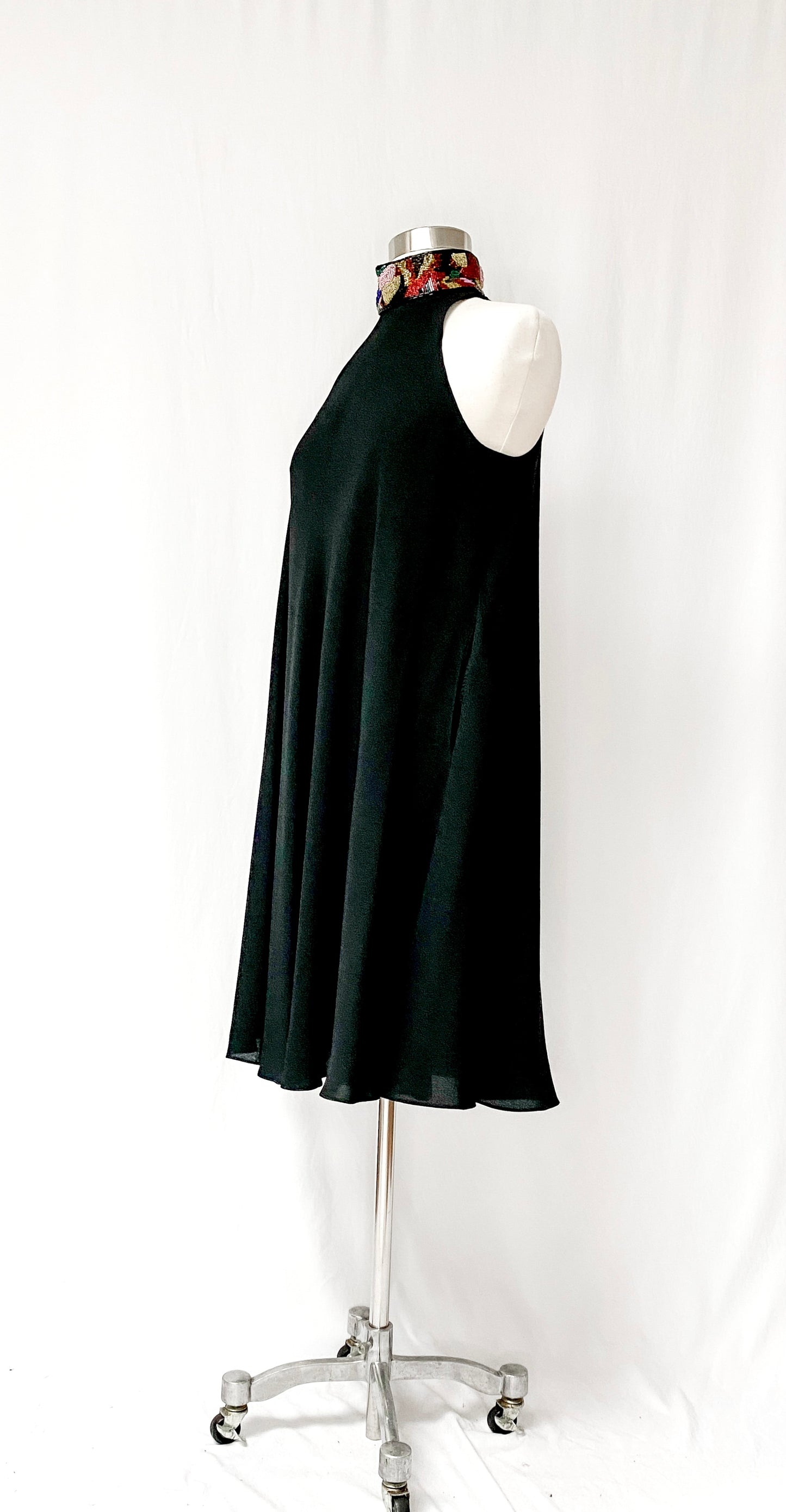 Vintage Black & Embellished Mock Neck Dress (4/6)