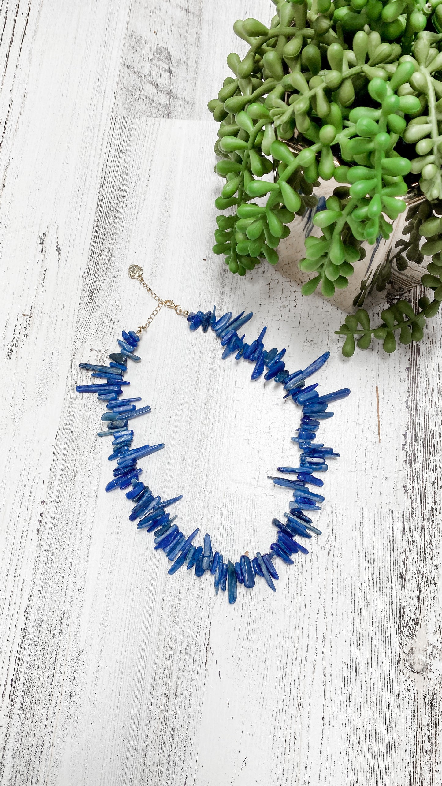 Handmade Blue Stone Statement Necklace