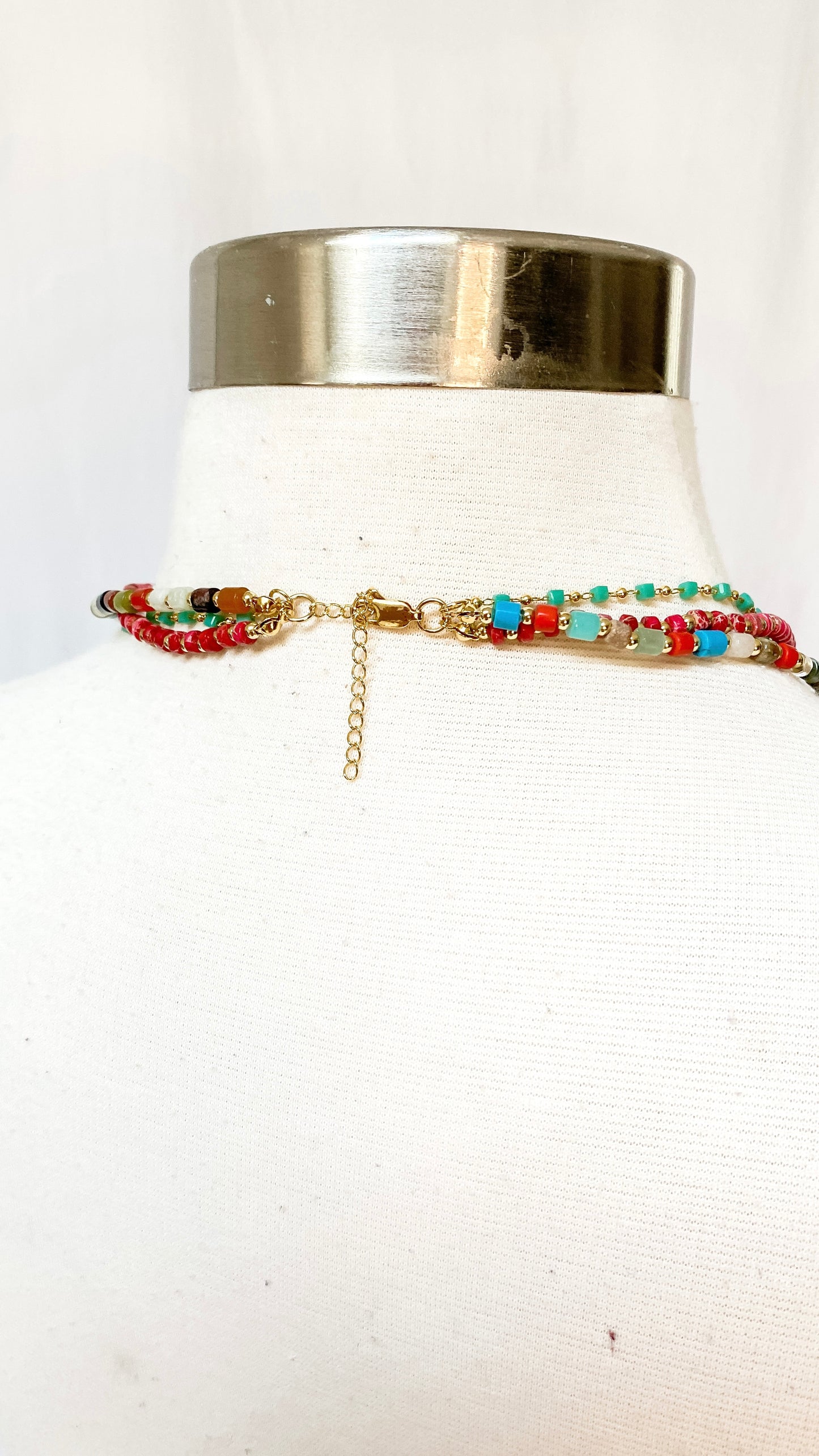 Triple Strand Beaded Handmade Necklace